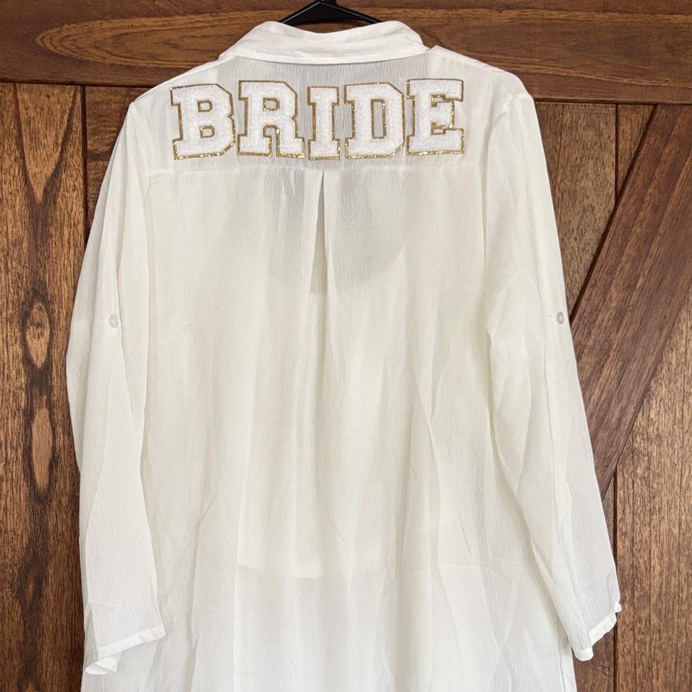 White Bride Coverup with Gold Accents